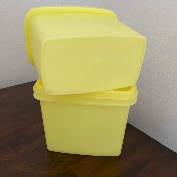 Vintage Tupperware 1243 Shelf Saver Yellow Rectangle Storage Container Bowl Lid - Picture 8 of 12